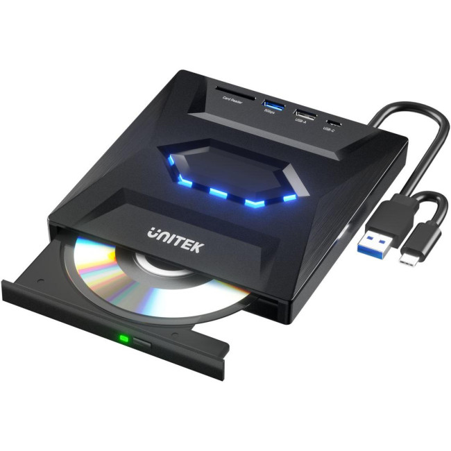 Unitek Nagrywarka zewnętrzna DVD/CD, Hub USB 5Gbps, czytnik kart SD T1037A01 Unitek Nagrywarka zewnętrzna DVD/CD, Hub USB 5Gbps, czytnik kart SD T1037A01