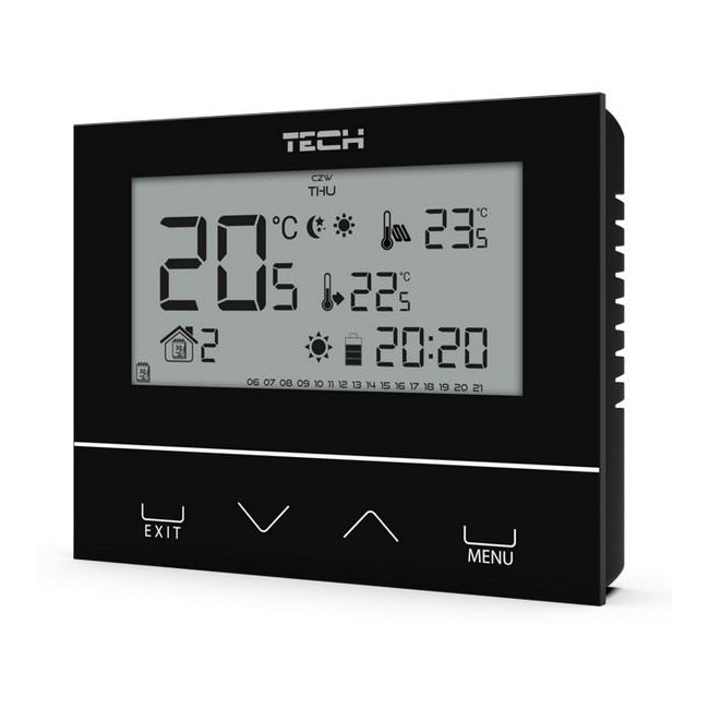 Przewodowy dwustanowy regulator pokojowy czarny ST-292v3 Tech sterowniki