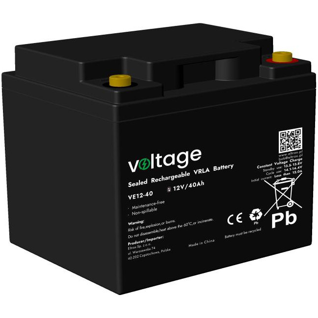 Akumulator AGM Voltage 12V 40Ah VE12-40 (Żywotność 6-9 lat) Akumulator AGM Voltage 12V 40Ah VE12-40 (Żywotność 6-9 lat)