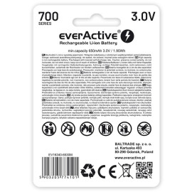 Akumulatorek 16340 / R-CR123 3V everActive 700mAh (1 szt.) z zabezpieczeniem