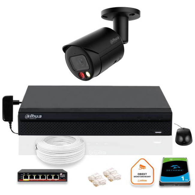 Zestaw monitoringu IP DAHUA kamera IPC-HFW2849S-S-IL-0280B-BLACK 8MPX Zestaw monitoringu IP DAHUA kamera IPC-HFW2849S-S-IL-0280B-BLACK 8MPX