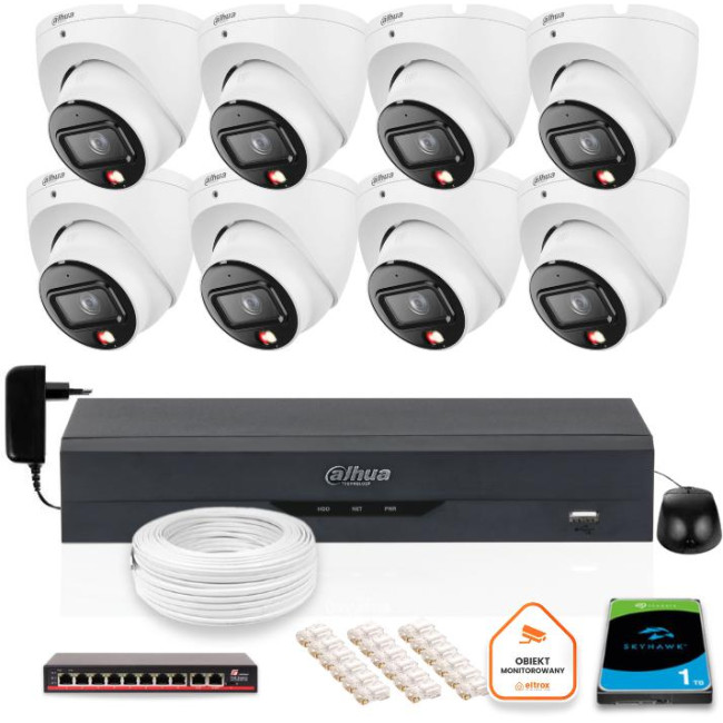 ZESTAW 8 Kamer IP Dahua 6mpx IPC-HDW1639T-A-IL-0280B-S6 + DYSK 1TB ZESTAW 8 Kamer IP Dahua 6mpx IPC-HDW1639T-A-IL-0280B-S6 + DYSK 1TB