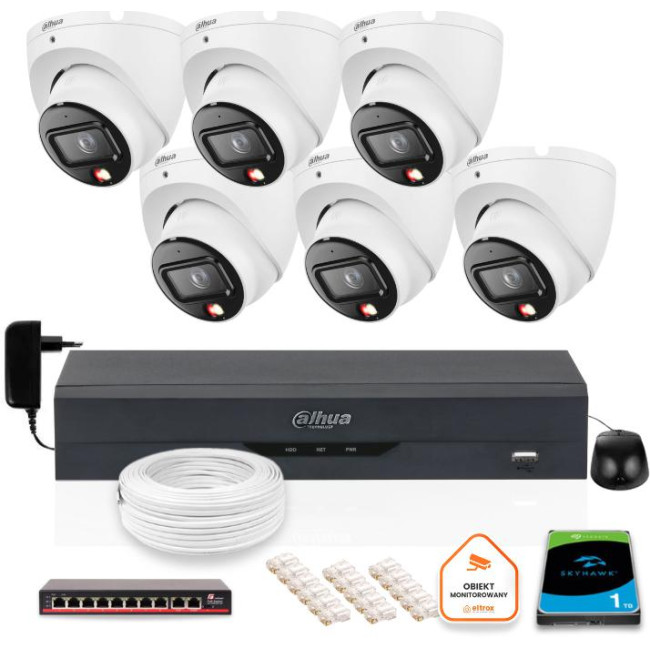 ZESTAW 6 Kamer IP Dahua 6mpx IPC-HDW1639T-A-IL-0280B-S6 + DYSK 1TB ZESTAW 6 Kamer IP Dahua 6mpx IPC-HDW1639T-A-IL-0280B-S6 + DYSK 1TB