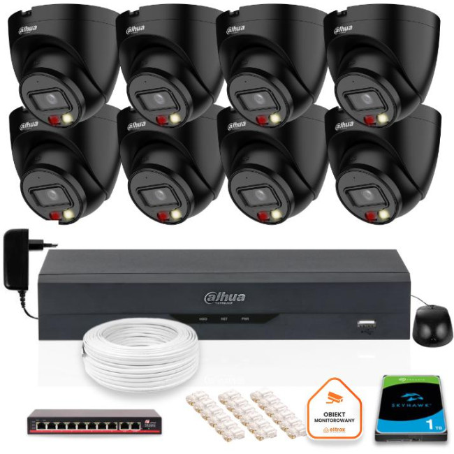 ZESTAW 8 Kamer IP Dahua 4mpx IPC-HDW1439V-A-IL-BLACK + DYSK 1TB ZESTAW 8 Kamer IP Dahua 4mpx IPC-HDW1439V-A-IL-BLACK + DYSK 1TB