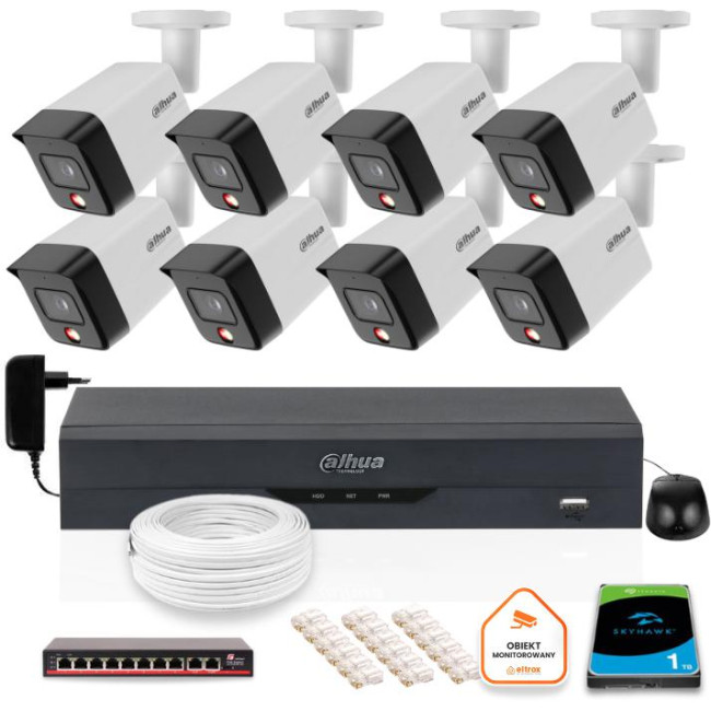 ZESTAW 8 Kamery IP Dahua 8mpx PC-HFW1839TC-A-IL-0280B-S6 + DYSK 1TB ZESTAW 8 Kamery IP Dahua 8mpx PC-HFW1839TC-A-IL-0280B-S6 + DYSK 1TB