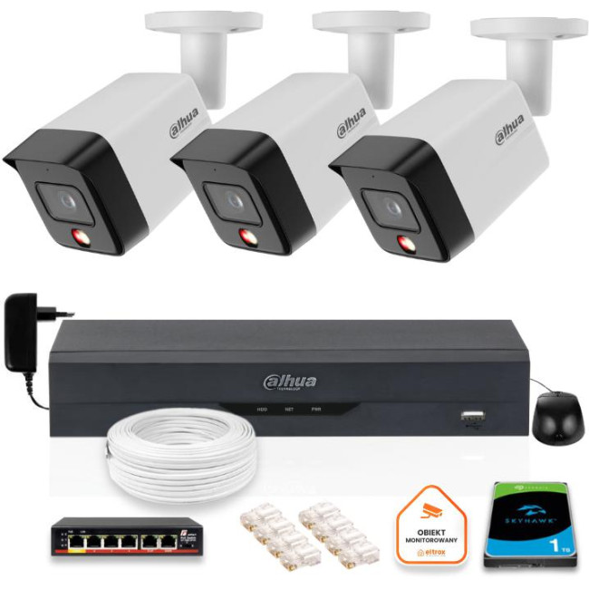 ZESTAW 3 Kamery IP Dahua 8mpx PC-HFW1839TC-A-IL-0280B-S6 + DYSK 1TB ZESTAW 3 Kamery IP Dahua 8mpx PC-HFW1839TC-A-IL-0280B-S6 + DYSK 1TB