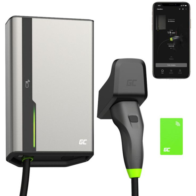 ŁADOWARKA EV Wallbox Green Cell HabuDen EVGC021B2250 22kW TYPE 2 5M GC App NFC BT Wi-Fi ŁADOWARKA EV Wallbox Green Cell HabuDen EVGC021B2250 22kW TYPE 2 5M GC App NFC BT Wi-Fi