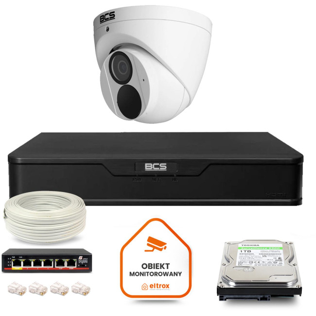 Zestaw monitoringu IP BCS Point 1x Kamera BCS-P-EIP28FWR3-Ai2 Rejestrator z dyskiem 1TB Zestaw monitoringu IP BCS Point 1x Kamera BCS-P-EIP28FWR3-Ai2 Rejestrator z dyskiem 1TB