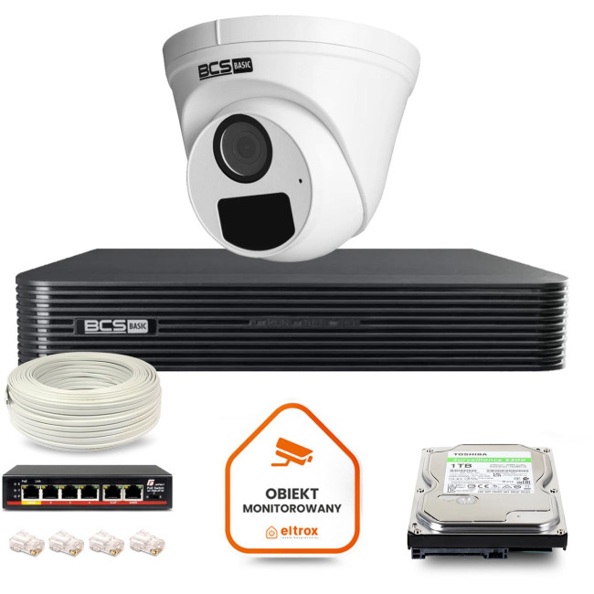 Zestaw monitoringu IP BCS Basic 1x Kamera BCS-B-EIP15FR3(2.0) Rejestrator z dyskiem 1TB Zestaw monitoringu IP BCS Basic 1x Kamera BCS-B-EIP15FR3(2.0) Rejestrator z dyskiem 1TB