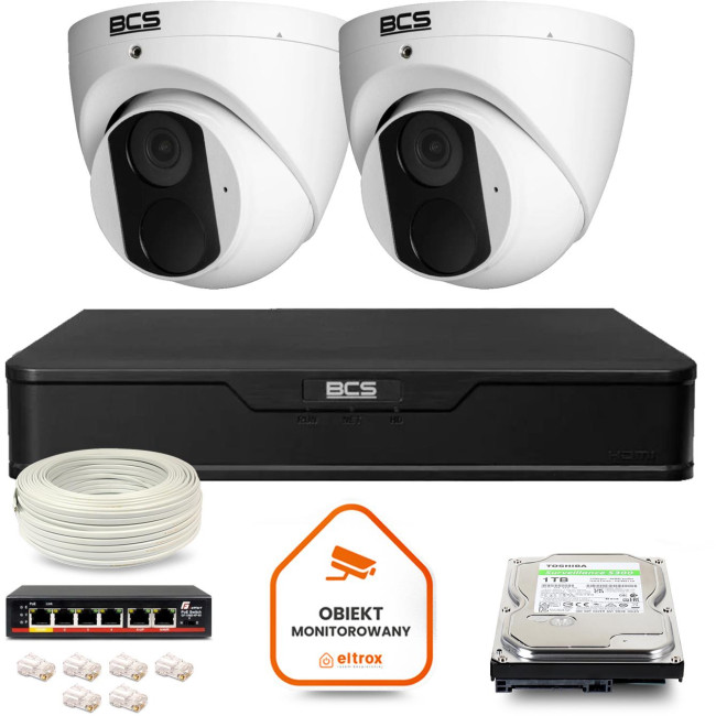 Zestaw monitoringu IP BCS Point 2x Kamera BCS-P-EIP14FSR3 Rejestrator z dyskiem 1TB Zestaw monitoringu IP BCS Point 2x Kamera BCS-P-EIP14FSR3 Rejestrator z dyskiem 1TB