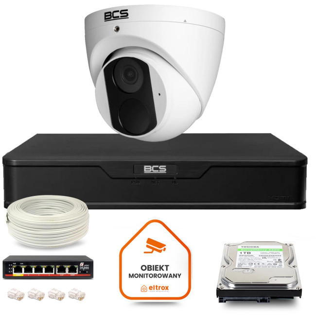 Zestaw monitoringu IP BCS Point 1x Kamera BCS-P-EIP14FSR3 Rejestrator z dyskiem 1TB Zestaw monitoringu IP BCS Point 1x Kamera BCS-P-EIP14FSR3 Rejestrator z dyskiem 1TB