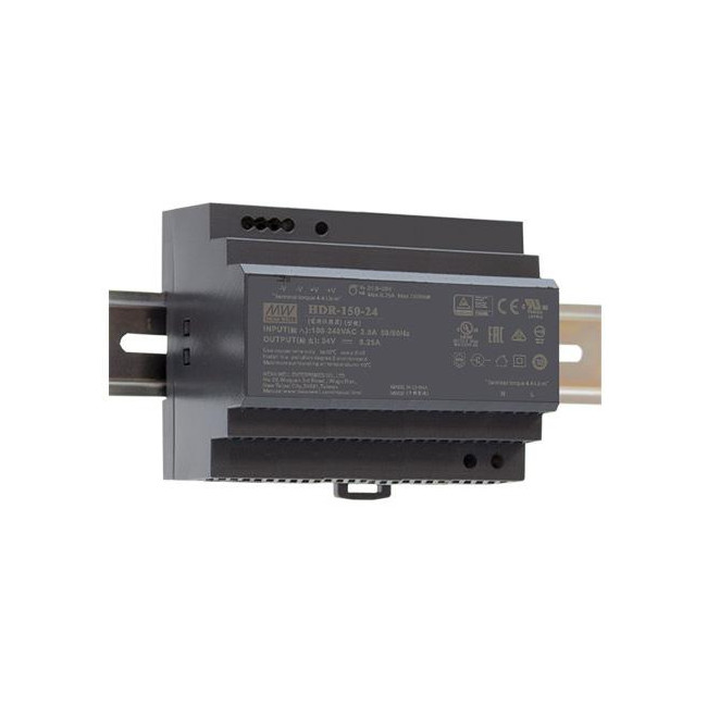 ZASILACZ IMPULSOWY NA SZYNĘ DIN MEAN WELL HDR-150-12 12V/150W/11.3A ZASILACZ IMPULSOWY NA SZYNĘ DIN MEAN WELL HDR-150-12 12V/150W/11.3A