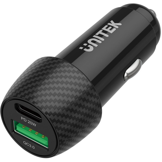 Unitek Ładowarka samochodowa 38W USB-A USB-C QC3..0 Unitek Ładowarka samochodowa 38W USB-A USB-C QC3..0