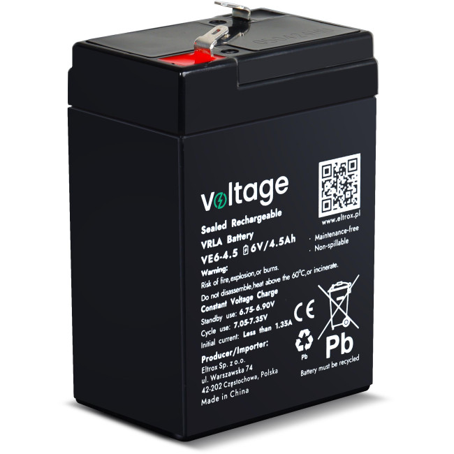 Akumulator AGM Voltage 6V 4,5Ah VE6-4.5 (Żywotność 6-9 lat) Akumulator AGM Voltage 6V 4,5Ah VE6-4.5 (Żywotność 6-9 lat)