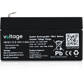 Akumulator AGM Voltage 12V 1,2Ah VE12-1.2 (Żywotność 6-9 lat)