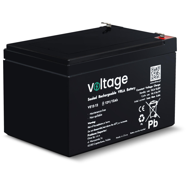 Akumulator AGM Voltage 12V 12Ah VE12-12 (Żywotność 6-9 lat) Akumulator AGM Voltage 12V 12Ah VE12-12 (Żywotność 6-9 lat)