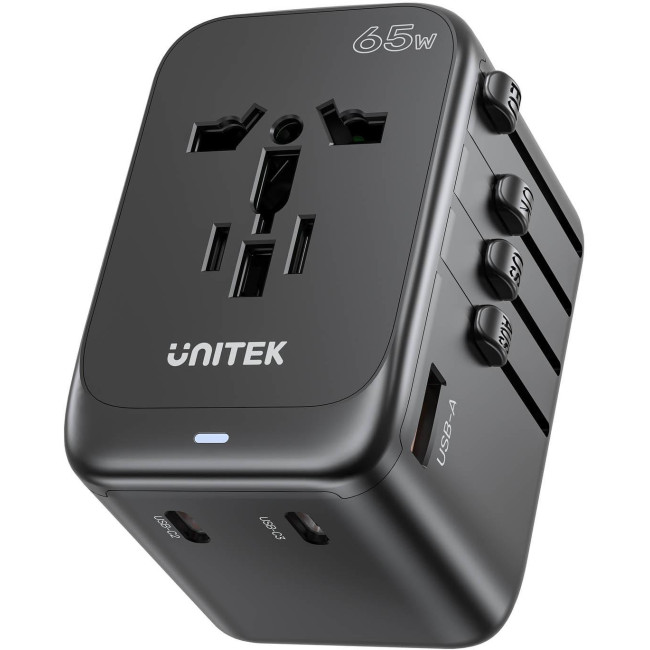Unitek P1122ABK01 Ładowarka podróżna EU/US/UK/AUS PD 65 W Unitek P1122ABK01 Ładowarka podróżna EU/US/UK/AUS PD 65 W