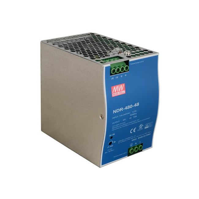 ZASILACZ IMPULSOWY NA SZYNĘ DIN MEAN WELL NDR-480-48 48V/480W/10A