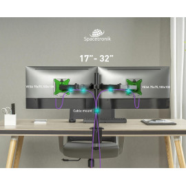 Uchwyt biurkowy przegubowy na 2 monitory Spacetronik SPA-120