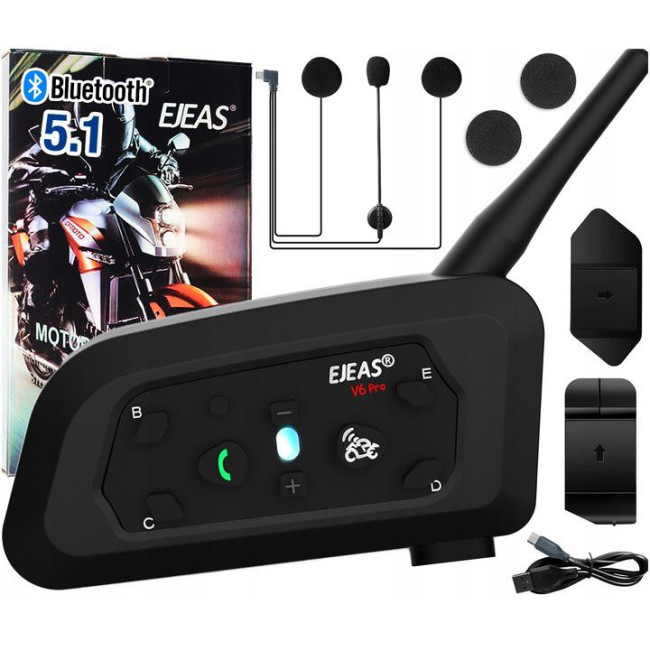 Interkom Ejeas V6 Pro TYP-C (zestaw na 1 kask) Interkom Ejeas V6 Pro TYP-C (zestaw na 1 kask)