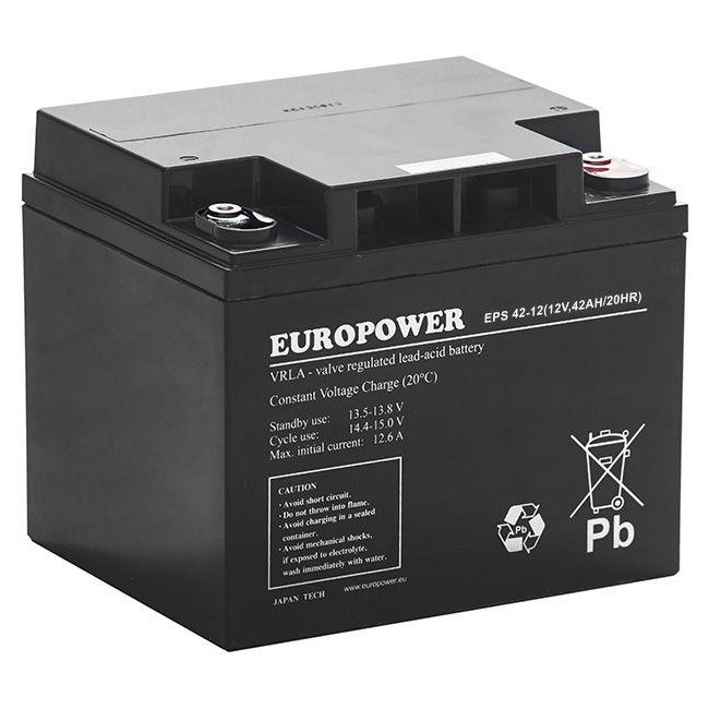 Akumulator AGM EUROPOWER serii EPS 12V 42Ah (Żywotność 8-12 lat) Akumulator AGM EUROPOWER serii EPS 12V 42Ah (Żywotność 8-12 lat)