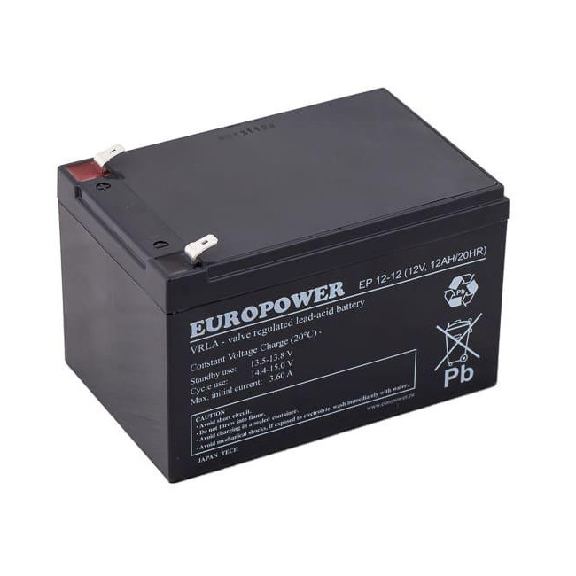 Akumulator AGM EUROPOWER serii EP 12V 12Ah (Żywotność 6-9 lat) Akumulator AGM EUROPOWER serii EP 12V 12Ah (Żywotność 6-9 lat)