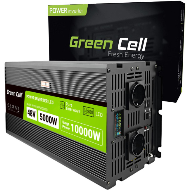PRZETWORNICA NAPIĘCIA Green Cell PowerInverter LCD 48V / 230V 5000/10000W CZYSTA SINUSOIDA PRZETWORNICA NAPIĘCIA Green Cell PowerInverter LCD 48V / 230V 5000/10000W CZYSTA SINUSOIDA