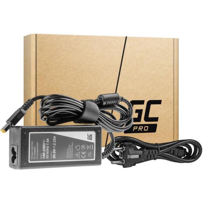 ZASILACZ ŁADOWARKA DO LAPTOPA LENOVO Green Cell PRO AD64P 20V 2,25A 45W Slim Tip ZASILACZ ŁADOWARKA DO LAPTOPA LENOVO Green Cell PRO AD64P 20V 2,25A 45W Slim Tip