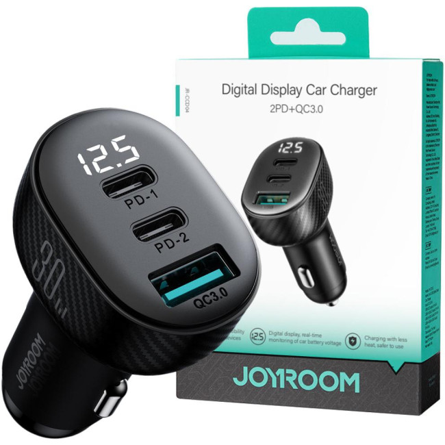 Ładowarka samochodowa Joyroom JR-CCD04 30W 4A 2x USB-C 1x USB-A PD QC 3.0 Ładowarka samochodowa Joyroom JR-CCD04 30W 4A 2x USB-C 1x USB-A PD QC 3.0
