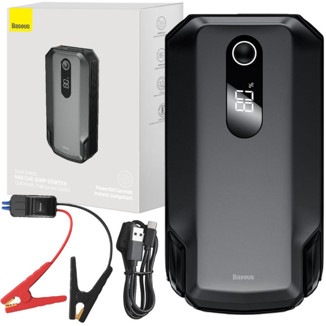 POWERBANK BOOSTER Baseus Max Car Jump Starter CGNL020001 20000mAh 12V 2000A + KABLE KROKODYLKI POWERBANK BOOSTER Baseus Max Car Jump Starter CGNL020001 20000mAh 12V 2000A + KABLE KROKODYLKI