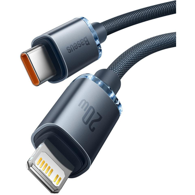 KABEL USB-C / Lightning iPhone Baseus Crystal CAJY000301 2m 20W PD QC CZARNY W OPLOCIE PREMIUM KABEL USB-C / Lightning iPhone Baseus Crystal CAJY000301 2m 20W PD QC CZARNY W OPLOCIE PREMIUM