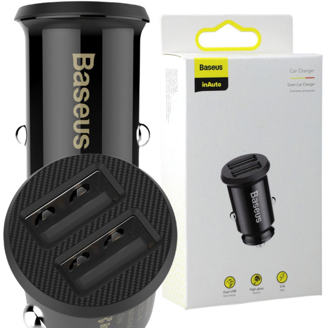 ŁADOWARKA SAMOCHODOWA Baseus Grain CCALL-ML01 15.5W 3.1A 2x USB-A ŁADOWARKA SAMOCHODOWA Baseus Grain CCALL-ML01 15.5W 3.1A 2x USB-A