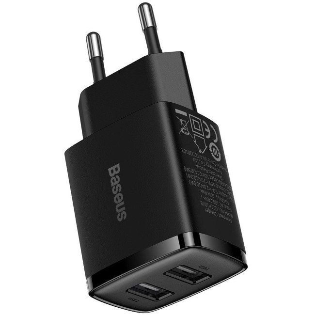 ŁADOWARKA SIECIOWA Baseus Compact Charger CCXJ010201 10.5W 2x USB-A CZARNA ŁADOWARKA SIECIOWA Baseus Compact Charger CCXJ010201 10.5W 2x USB-A CZARNA
