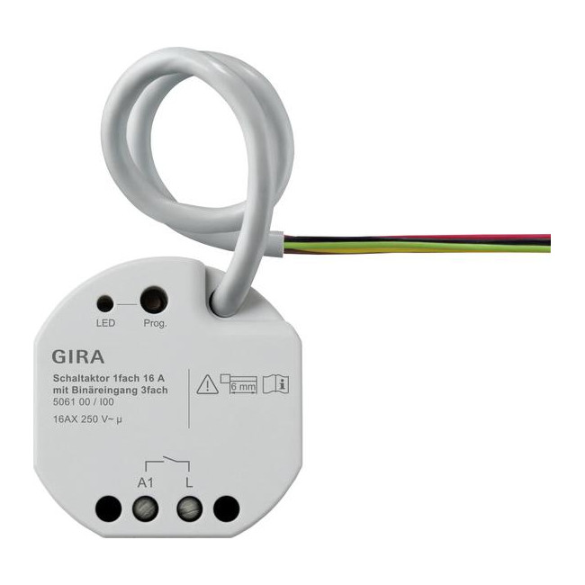 GIRA aktor przekaźnikowy 1x 16 A PT wejście bin. 3x KNX 506100 GIRA aktor przekaźnikowy 1x 16 A PT wejście bin. 3x KNX 506100