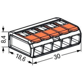 Szybkozłączka uniwersalna LINKA/DRUT 5x 0,2-4mm2 WAGO 221-415 (Paczka 25szt.)