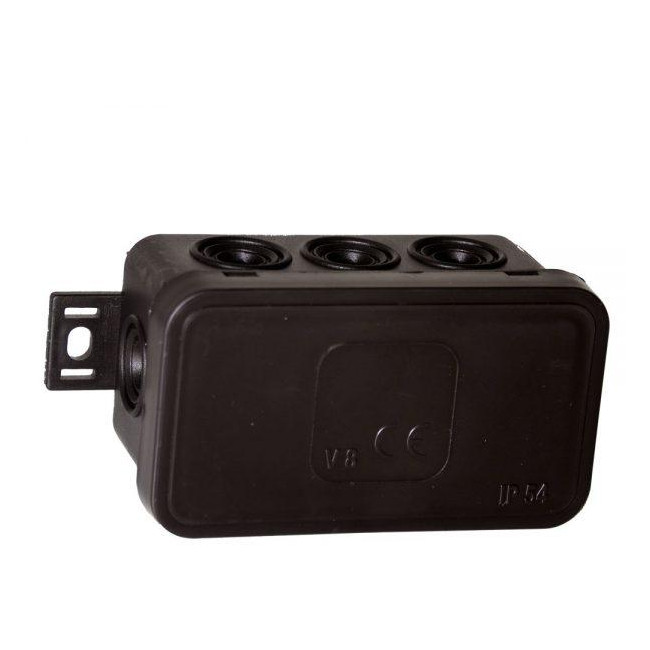 Puszka natynkowa pusta 8 wlotów VIPLAST V8 klik CZARNA IP54 80x45x41mm 038-05 Puszka natynkowa pusta 8 wlotów VIPLAST V8 klik CZARNA IP54 80x45x41mm 038-05