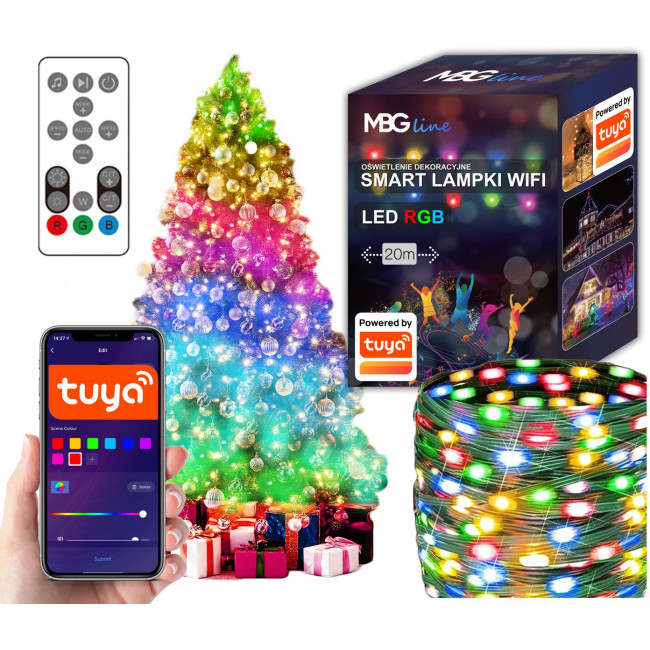 Lampki Choinkowe SMART taśma LED WIFI TUYA 20m USB Lampki Choinkowe SMART taśma LED WIFI TUYA 20m USB