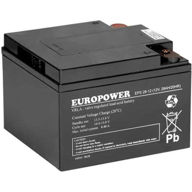 Akumulator AGM EUROPOWER serii EPS 12V 28Ah (Żywotność 8-12 lat) Akumulator AGM EUROPOWER serii EPS 12V 28Ah (Żywotność 8-12 lat)