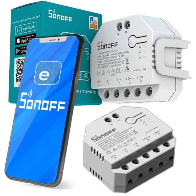 SONOFF sterownik 2-kanałowy roletowy 10A WiFi DUAL R3 SONOFF sterownik 2-kanałowy roletowy 10A WiFi DUAL R3