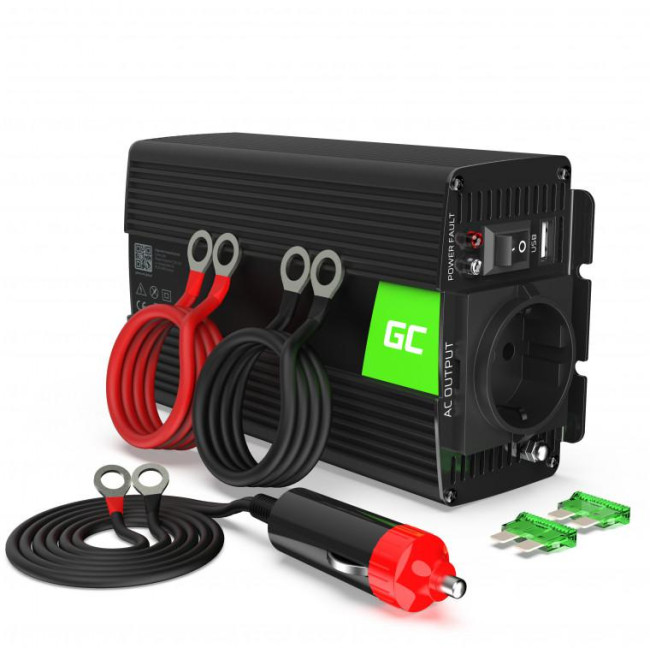 PRZETWORNICA NAPIĘCIA INWERTER Green Cell 12V / 230V 300W/600W CZYSTA SINUSOIDA INV05DE PRZETWORNICA NAPIĘCIA INWERTER Green Cell 12V / 230V 300W/600W CZYSTA SINUSOIDA INV05DE