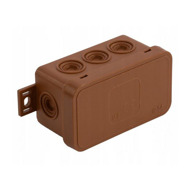 Puszka natynkowa pusta 8 wlotów VIPLAST V8 klik BRĄZOWA IP54 80x45x41mm 038-02 Puszka natynkowa pusta 8 wlotów VIPLAST V8 klik BRĄZOWA IP54 80x45x41mm 038-02