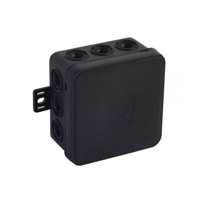 Puszka natynkowa pusta 12 wlotów VIPLAST V5 klik CZARNA IP54 75x75x41mm 035-05 Puszka natynkowa pusta 12 wlotów VIPLAST V5 klik CZARNA IP54 75x75x41mm 035-05