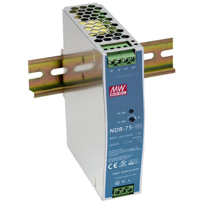 ZASILACZ IMPULSOWY NA SZYNĘ DIN MEAN WELL NDR-75-48 48V/75W/1.6A ZASILACZ IMPULSOWY NA SZYNĘ DIN MEAN WELL NDR-75-48 48V/75W/1.6A