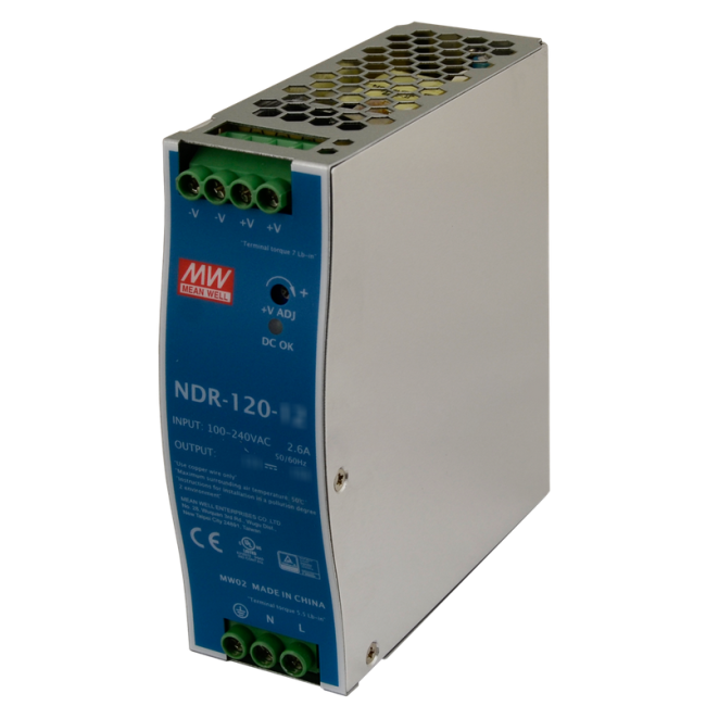 ZASILACZ IMPULSOWY NA SZYNĘ DIN MEAN WELL NDR-120-48 48V/120W/2.5A ZASILACZ IMPULSOWY NA SZYNĘ DIN MEAN WELL NDR-120-48 48V/120W/2.5A