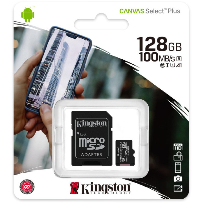 Karta pamięci microSD Kingston Canvas Select Plus microSDXC C10 UHS-I 128GB Karta pamięci microSD Kingston Canvas Select Plus microSDXC C10 UHS-I 128GB