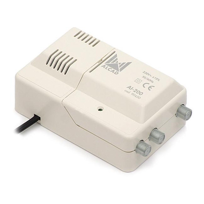 Wzmacniacz Alcad AI-200 VHF-UHF 1we/2wy szerokopasmowy Wzmacniacz Alcad AI-200 VHF-UHF 1we/2wy szerokopasmowy