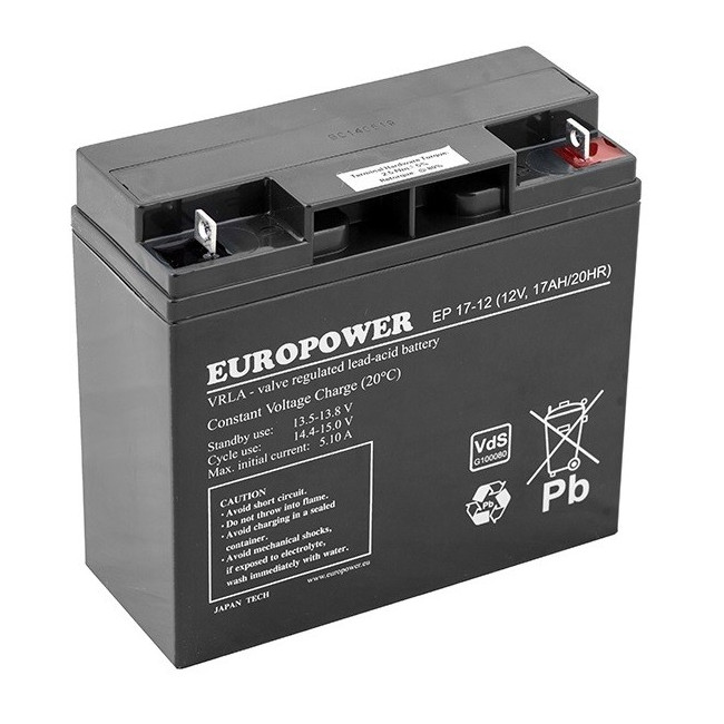 Akumulator AGM EUROPOWER serii EP 12V 17Ah (Żywotność 6-9 lat) Akumulator AGM EUROPOWER serii EP 12V 17Ah (Żywotność 6-9 lat)