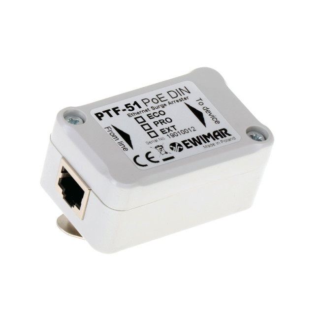 Zabezpieczenie LAN serii PRO na szynę DIN EWIMAR PTF-51-PRO/PoE/DIN Zabezpieczenie LAN serii PRO na szynę DIN EWIMAR PTF-51-PRO/PoE/DIN