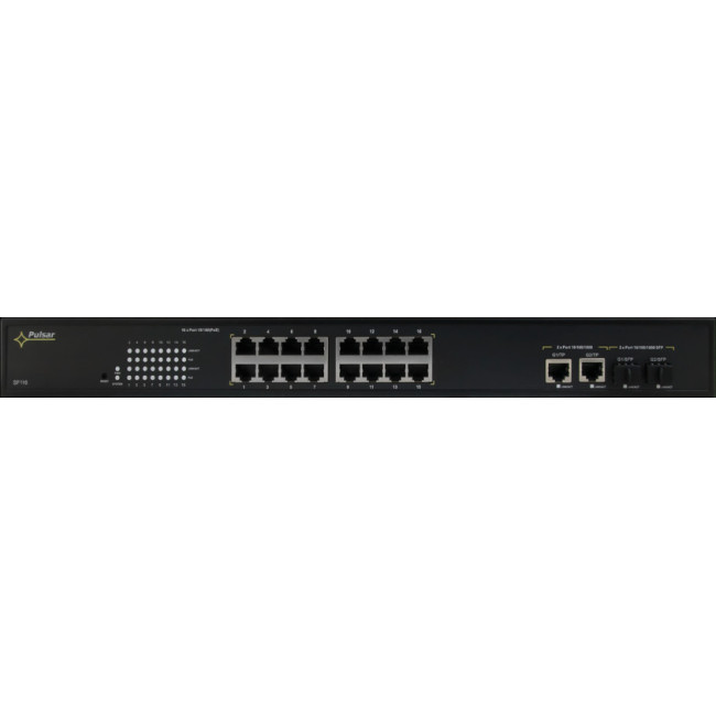 SWITCH POE PULSAR SF116 16-PORTÓW (16xPoE + 2xUPLINK/2xSFP UPLINK)