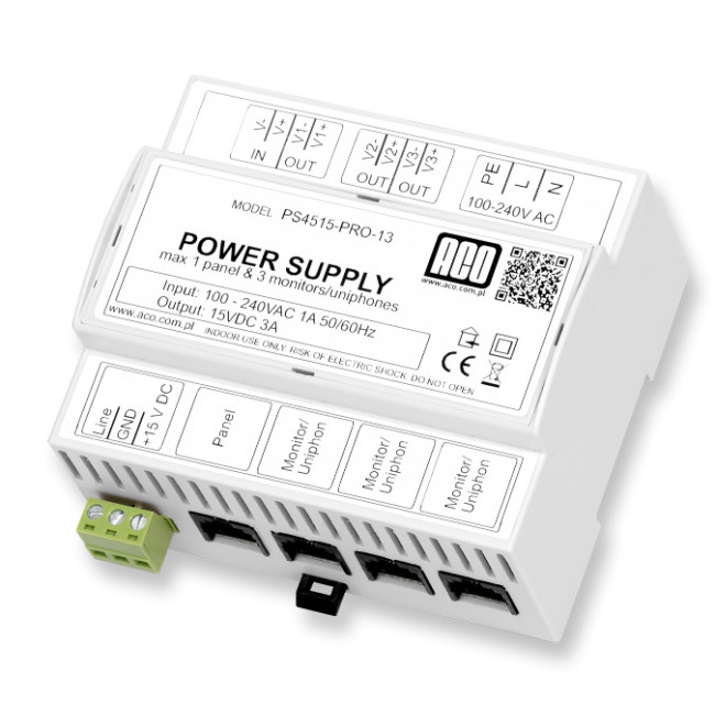 ACO PS45-15-PRO-13 Zasilacz video DIN 15V, 3A ACO PS45-15-PRO-13 Zasilacz video DIN 15V, 3A